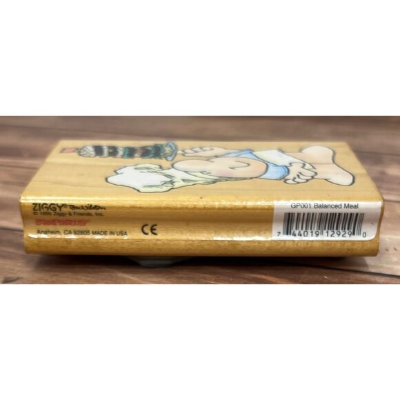 1999 ZIGGY & FRIENDS BALANCED MEAL GP001 WOOD RUBBER STAMP BY STAMPENDOUS - Picture 4 of 6